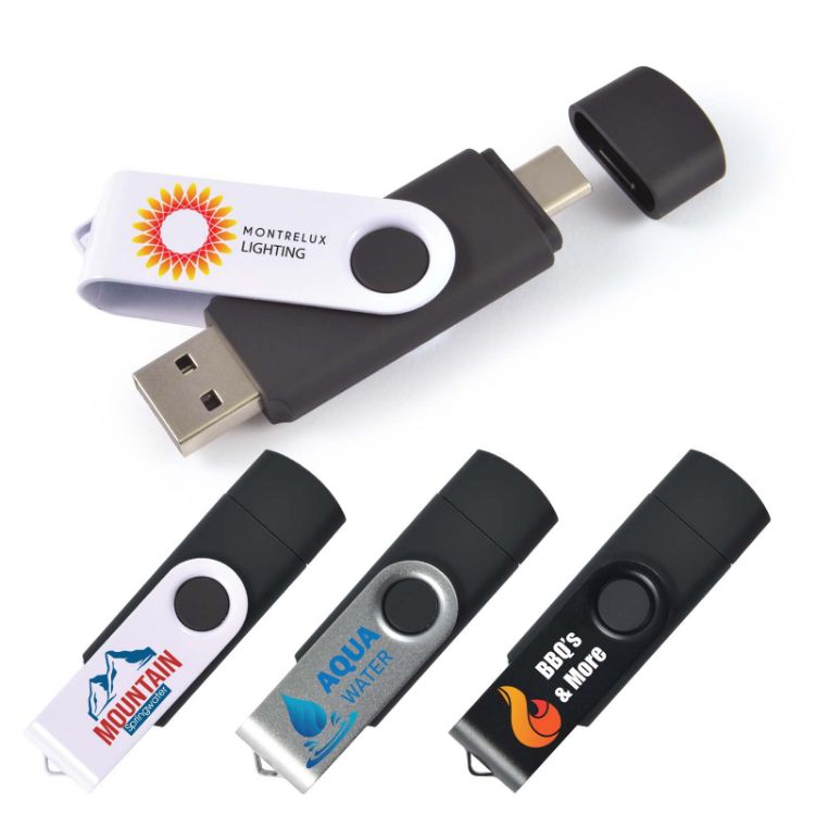 Picture of Swivel USB Flash Drive Dual 8GB