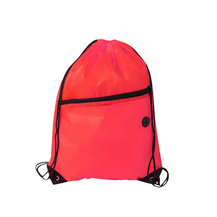 Picture of Polyester Drawstring Bag with Zippered Pocket