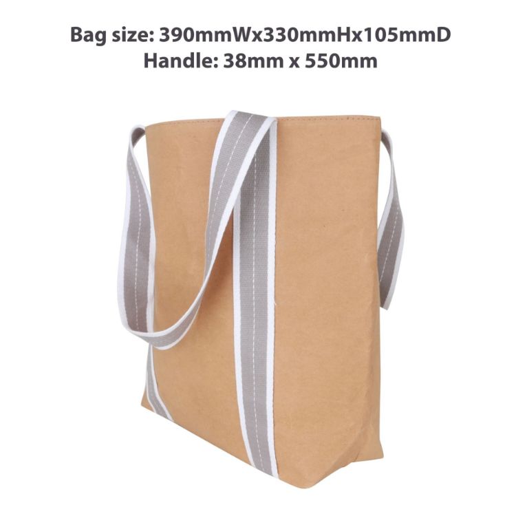 Picture of Small Washable Kraft Paper Bag with Cotton Handle(390x330x105mm)