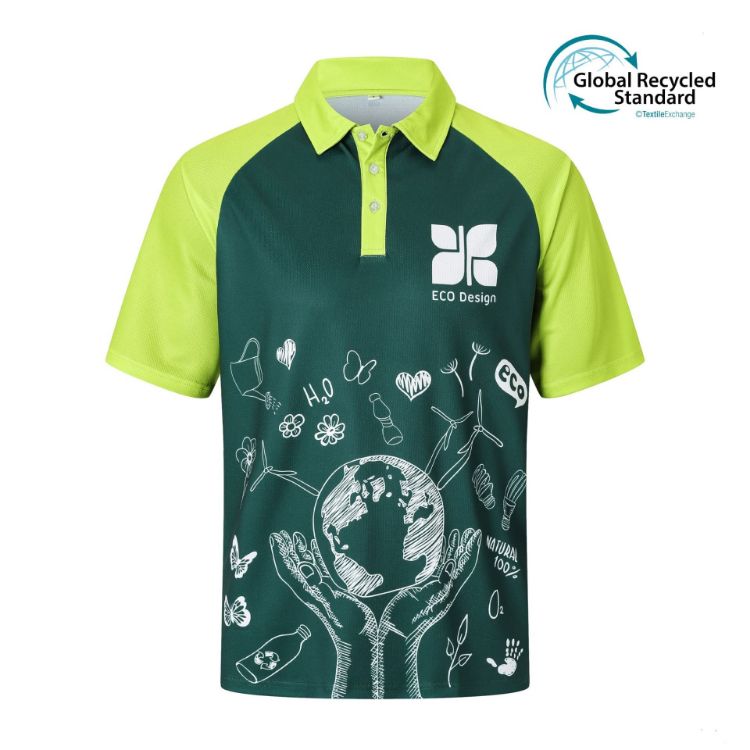 Picture of Unisex Adults RPET Sublimated Raglan POLO