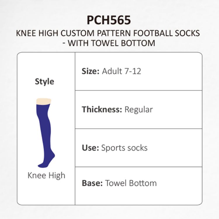 Picture of Knee High Custom Pattern Football Socks - with Towel Bottom