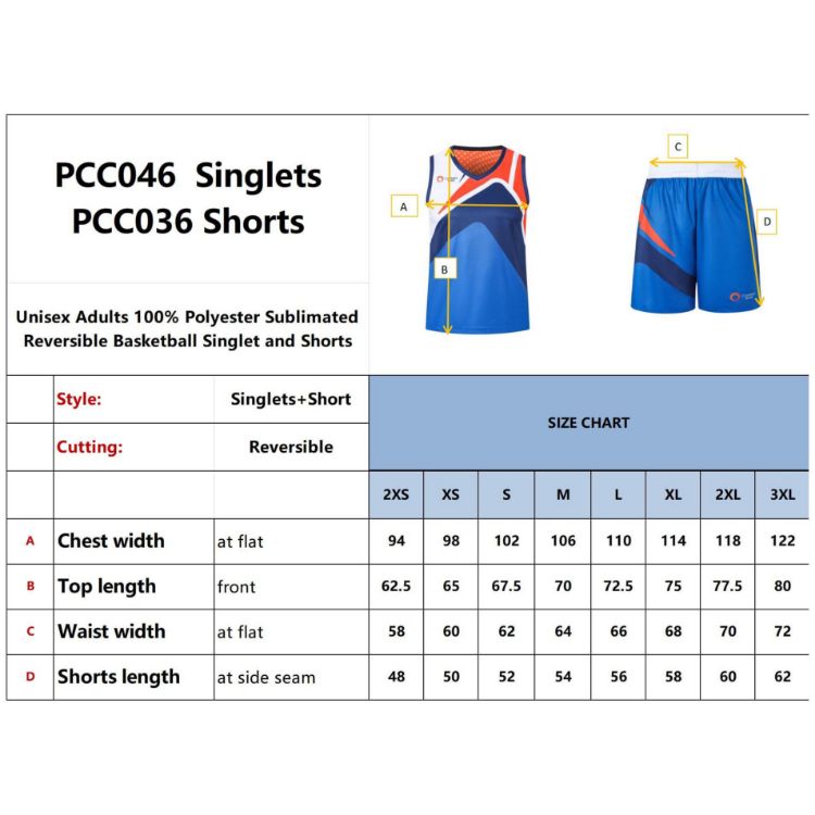 Picture of Unisex Adults 100% Polyester Sublimated Reversible Basketball Singlet