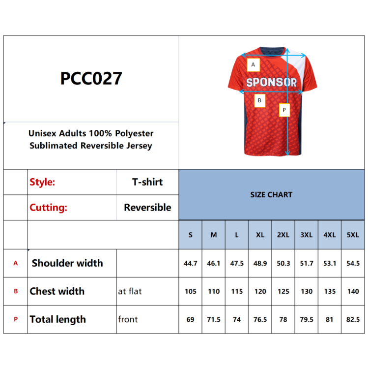 Picture of Unisex Adults 100% Polyester Sublimated Reversible Jersey