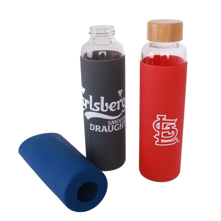 Picture of 550ml Glass Drink Bottle with Bamboo Lid