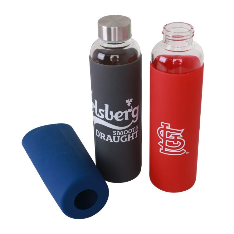 Picture of 550ml Glass Drink Bottle with Stainless steel Lid