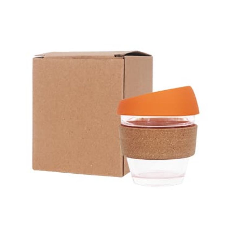 Picture of 8 OZ Reusable Glass Coffee Cup with Cork Band