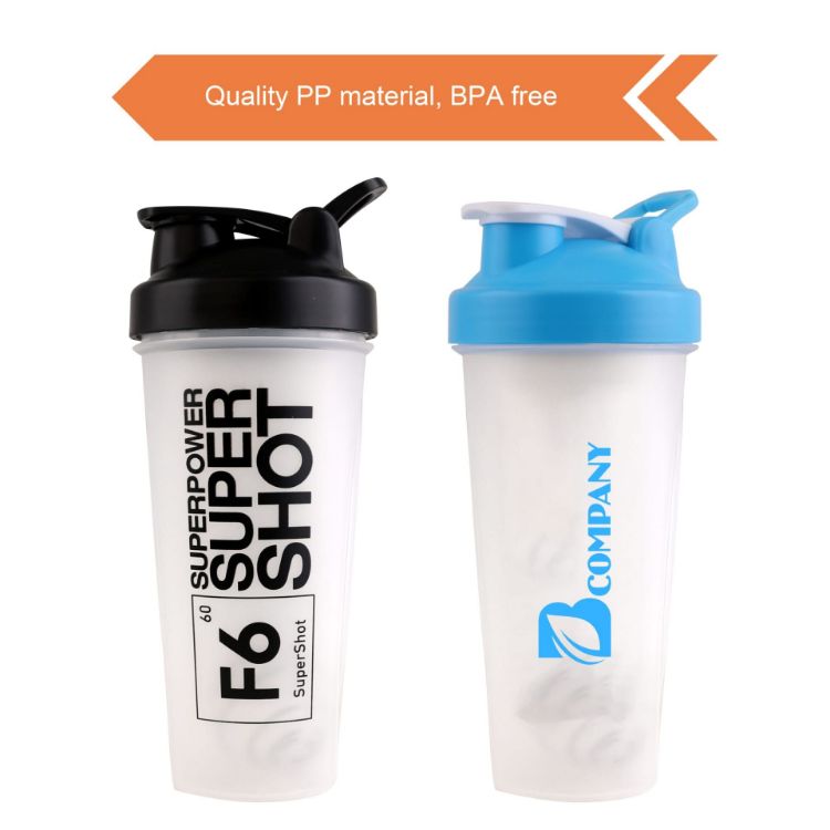 Picture of BPA Free Fitness Shaker Bottle with Loop 600ml