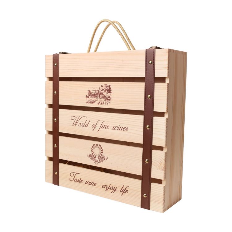 Picture of Four Bottle Wooden Wine Box