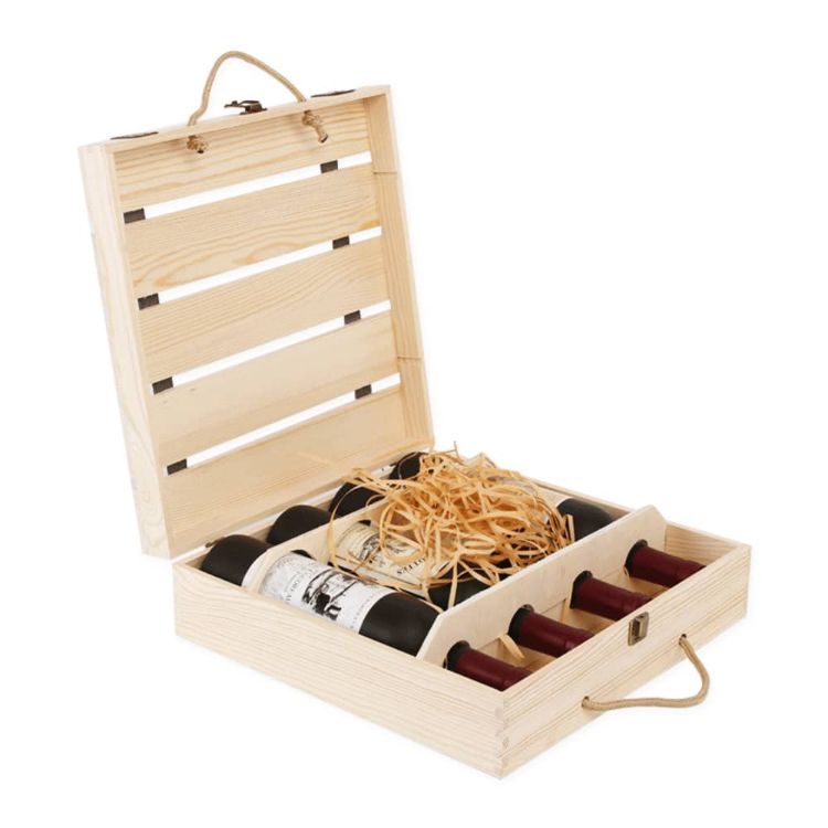 Picture of Four Bottle Wooden Wine Box