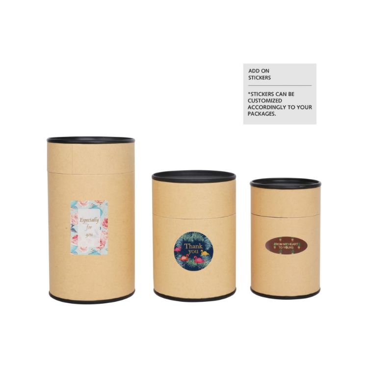 Picture of Large Kraft Paper Cylinders with Black Lid (65 x 130mm)