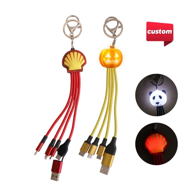 Picture of Custom Shape Light Up Charging Cable with Keyring