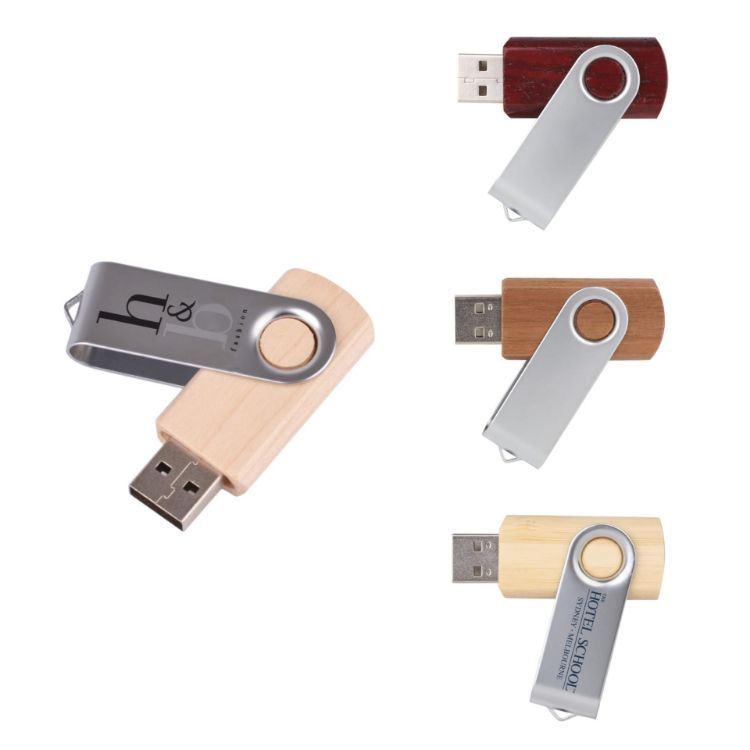 Picture of Metal Swivel Wooden Flash Drive