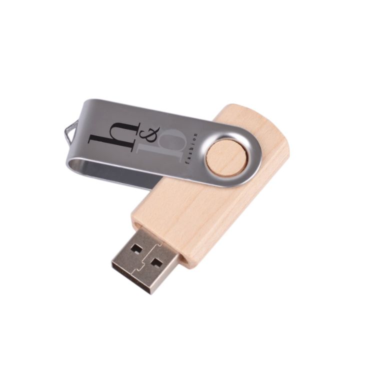 Picture of Metal Swivel Wooden Flash Drive