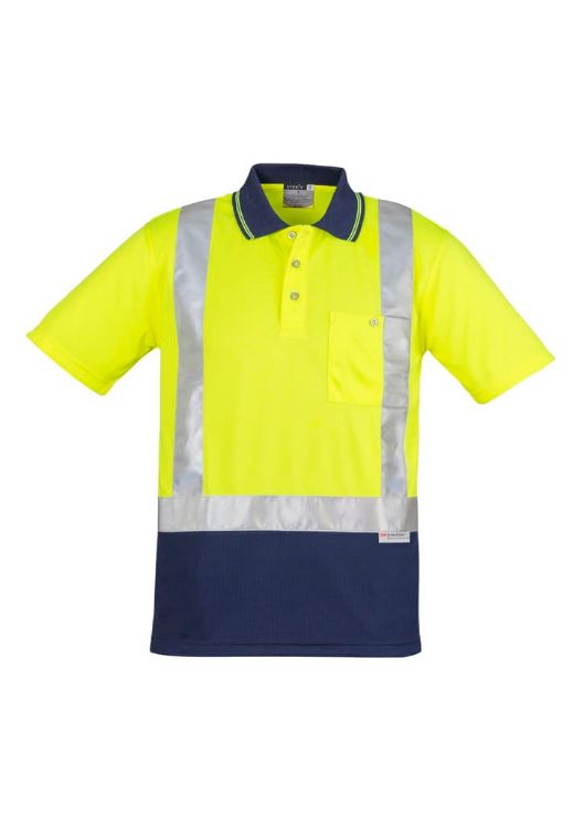 Picture of Mens Hi Vis Spliced Short Sleeve Polo - Shoulder Taped