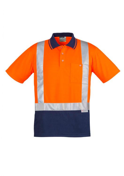 Picture of Mens Hi Vis Spliced Short Sleeve Polo - Shoulder Taped