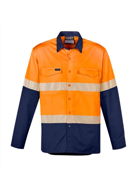 Picture of Mens Rugged Cooling Hi Vis Segmented Tape Long Sleeve Shirt