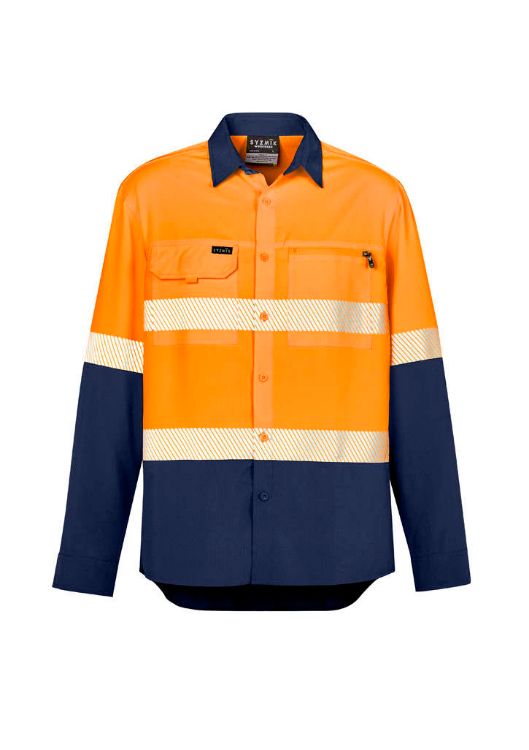 Picture of Mens Hi Vis Outdoor Segmented Tape Long Sleeve Shirt