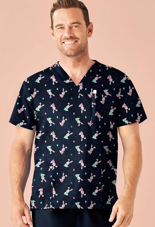 Picture of Mens Easter V-Neck Short Sleeve Scrub Top