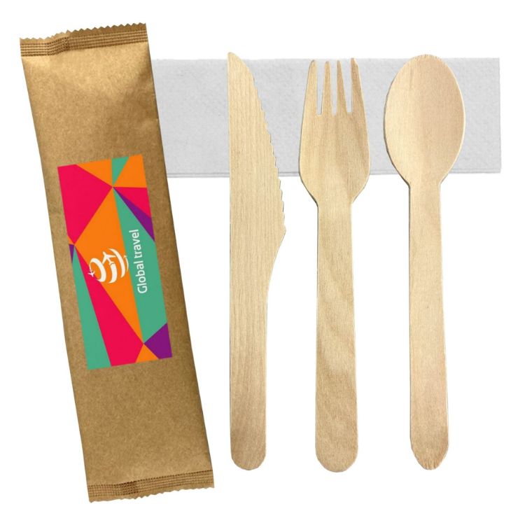 Picture of 4pcs Wooden Cutlery Set