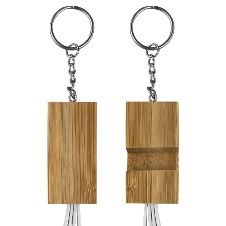 Picture of Phone Stand Bamboo Charging Cable Key Ring