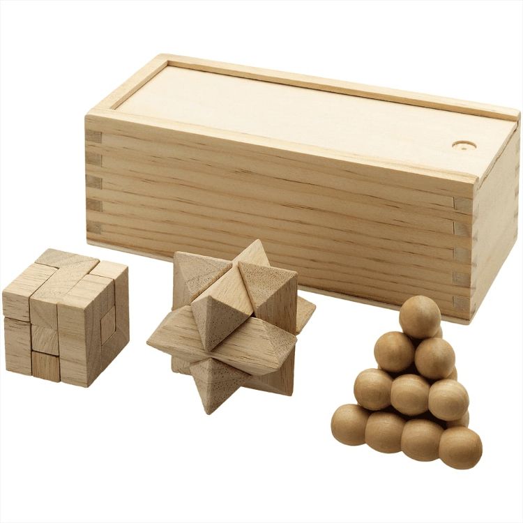 Picture of Brainiac 3-piece wooden brain teaser set