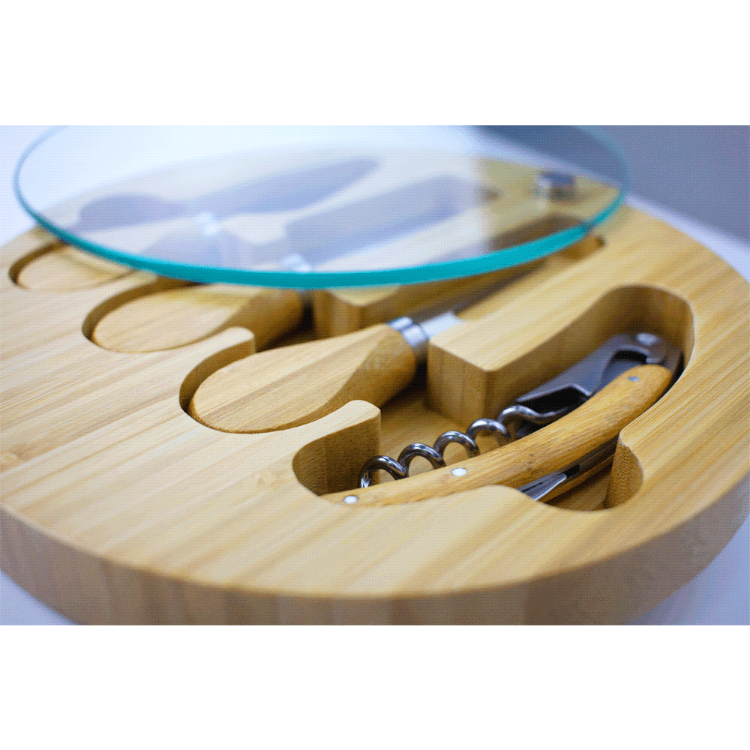 Picture of Trekk Round Bamboo Glass Cheese Set