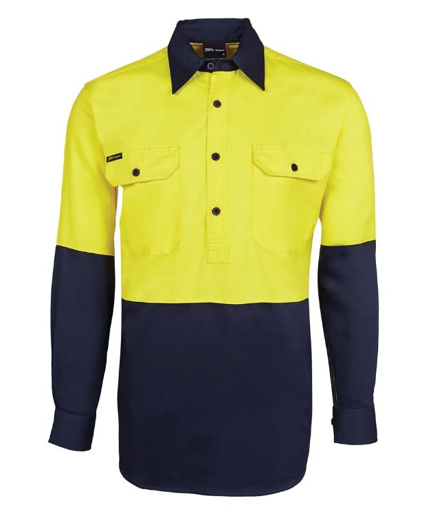 Picture of JB's Hi Vis Close Front L/S 190g Work Shirt