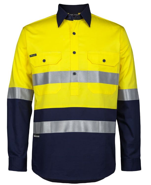 Picture of JB's Hi Vis (D+N) Close Front L/S 150g Work Shirt