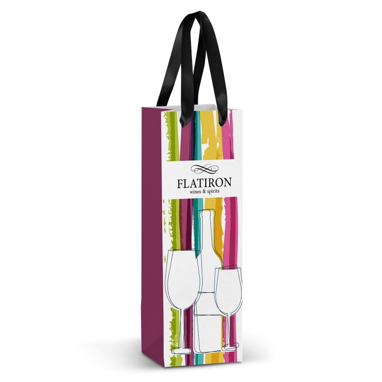 Picture of Champagne Ribbon Handle Paper Bag - Full Colour