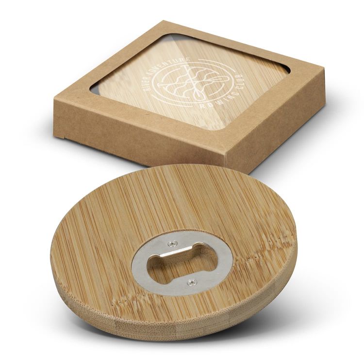 Picture of Bamboo Bottle Opener Coaster Set of 2 - Round