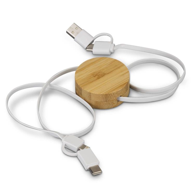 Picture of Bamboo Retractable Charging Cable